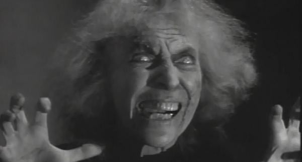 ghostly old woman in a house